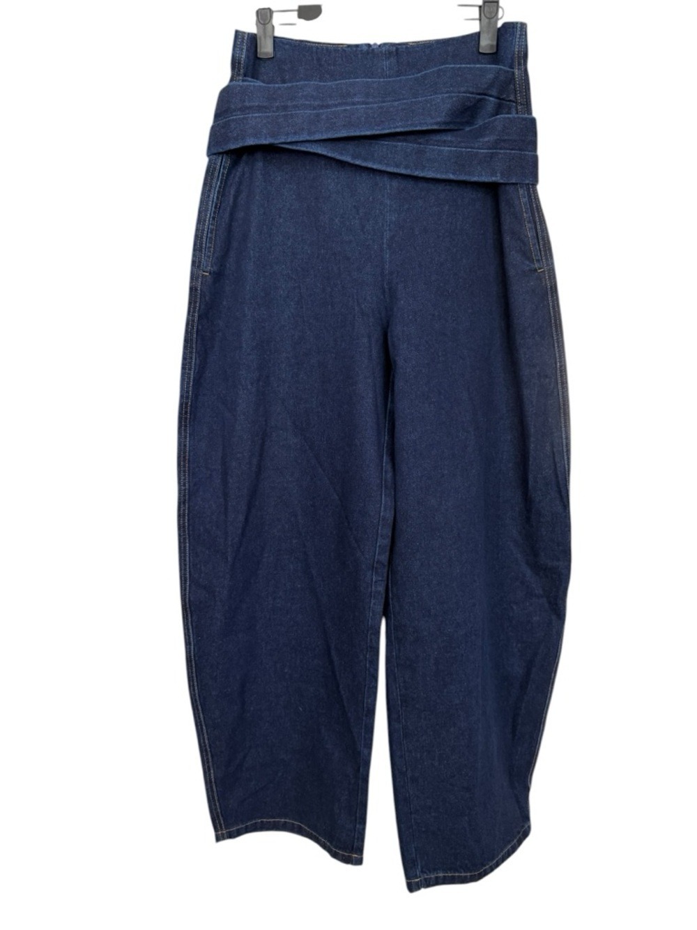 Commense Cross-Over High-Waist Denim Wide-Leg Jeans - Picture 5 of 14